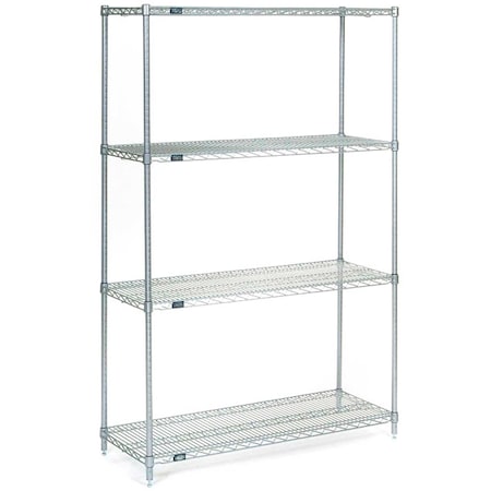 Nexel Stainless Steel, 5 Tier, Wire Shelving Starter Unit, 54W x 21D x 74H 21547S5